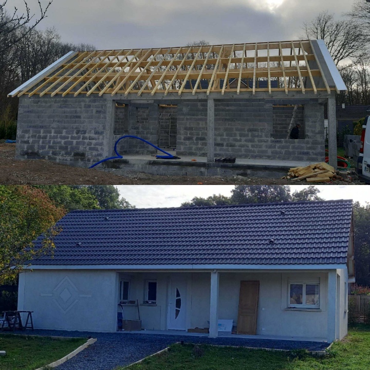 Avant/après d'une construction de maison individuelle